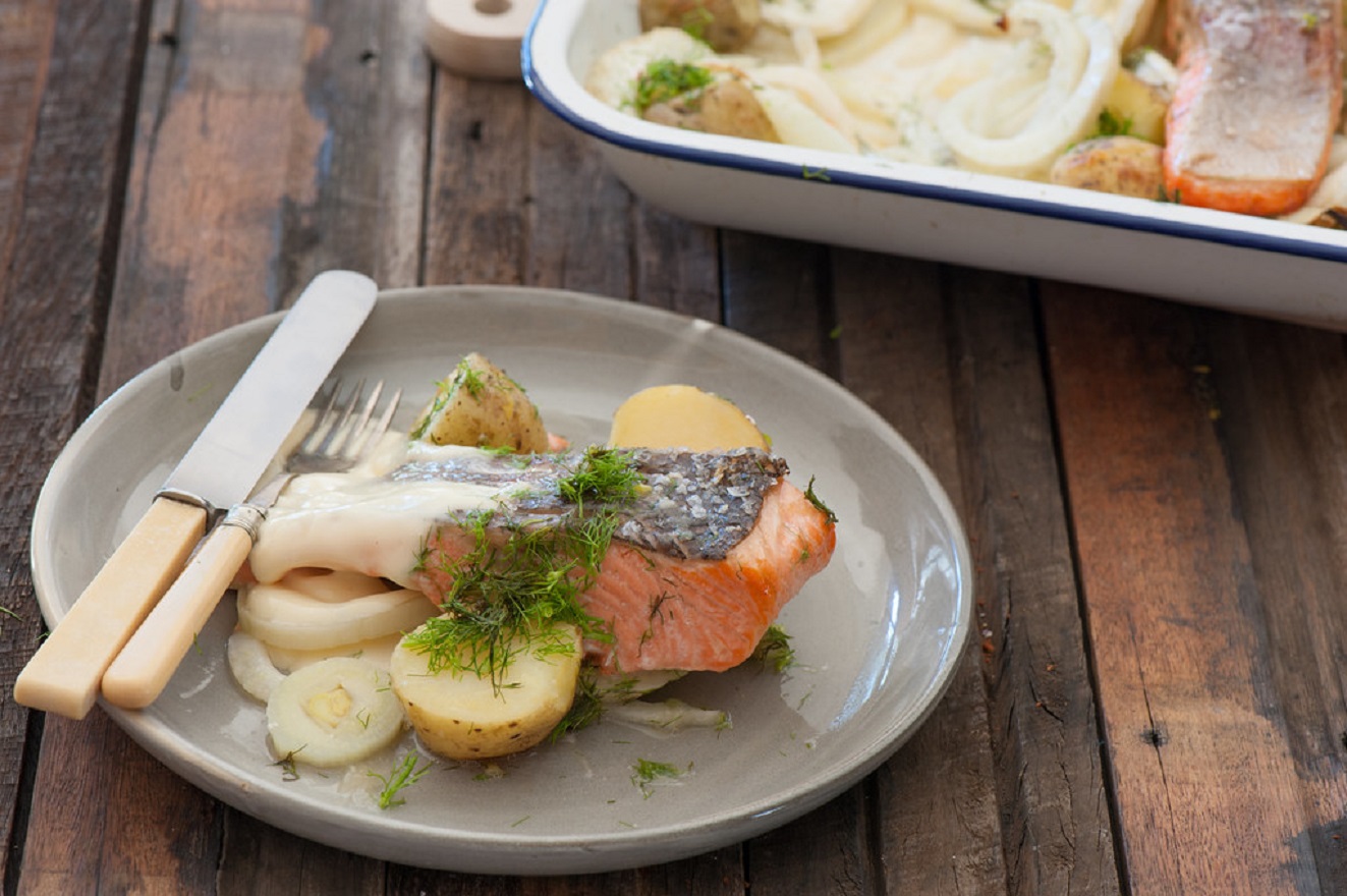 Succulent Baked Salmon with Aromatic Lemon and Dill.