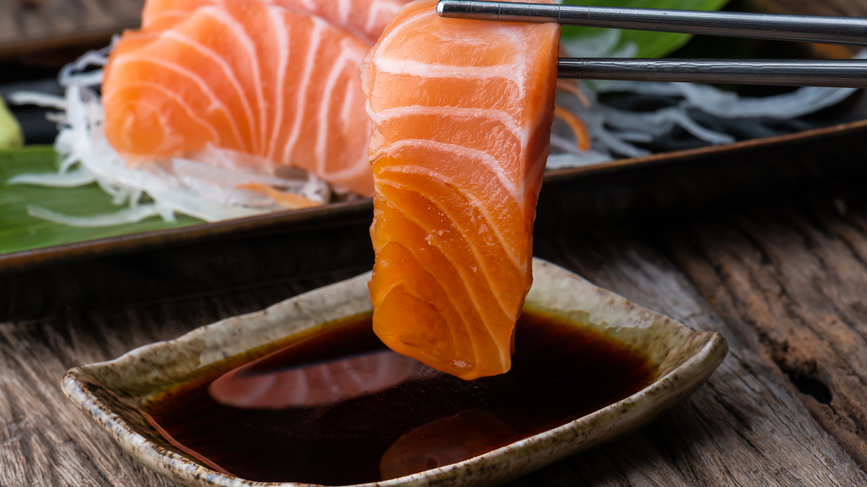 Soy and Salmon Sashimi: A Culinary Fusion of Flavors.