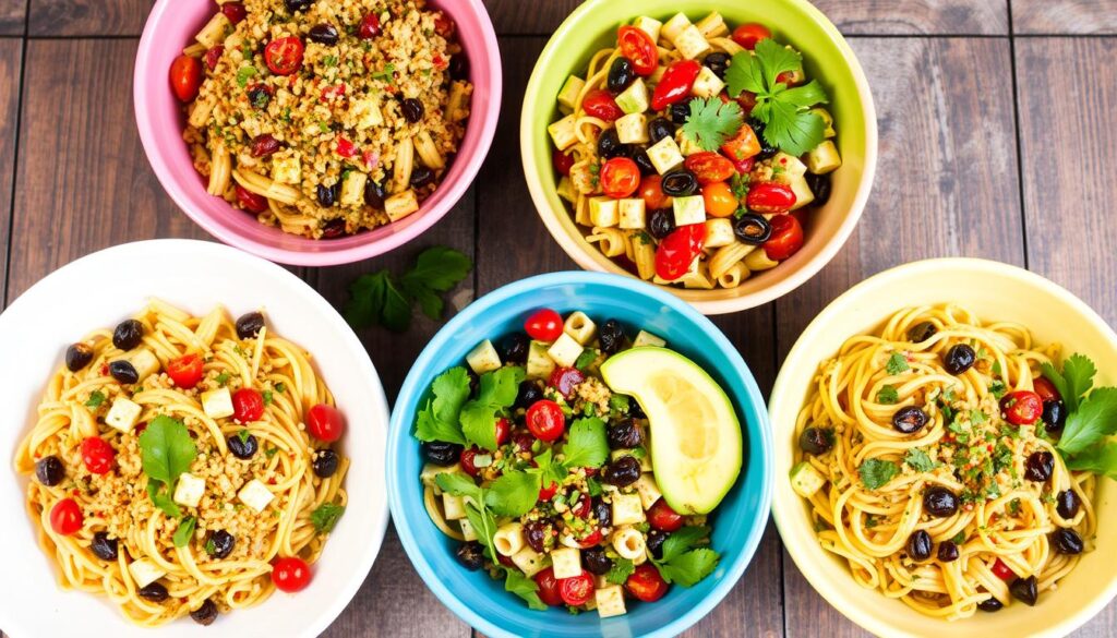 Vegan pasta salad variations