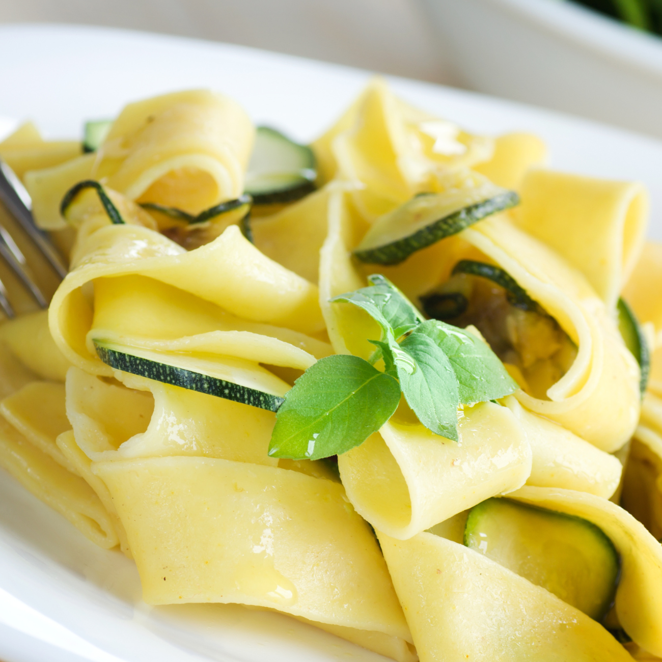 Creamy Vegan Zucchini Pasta with Lemon and Basil.