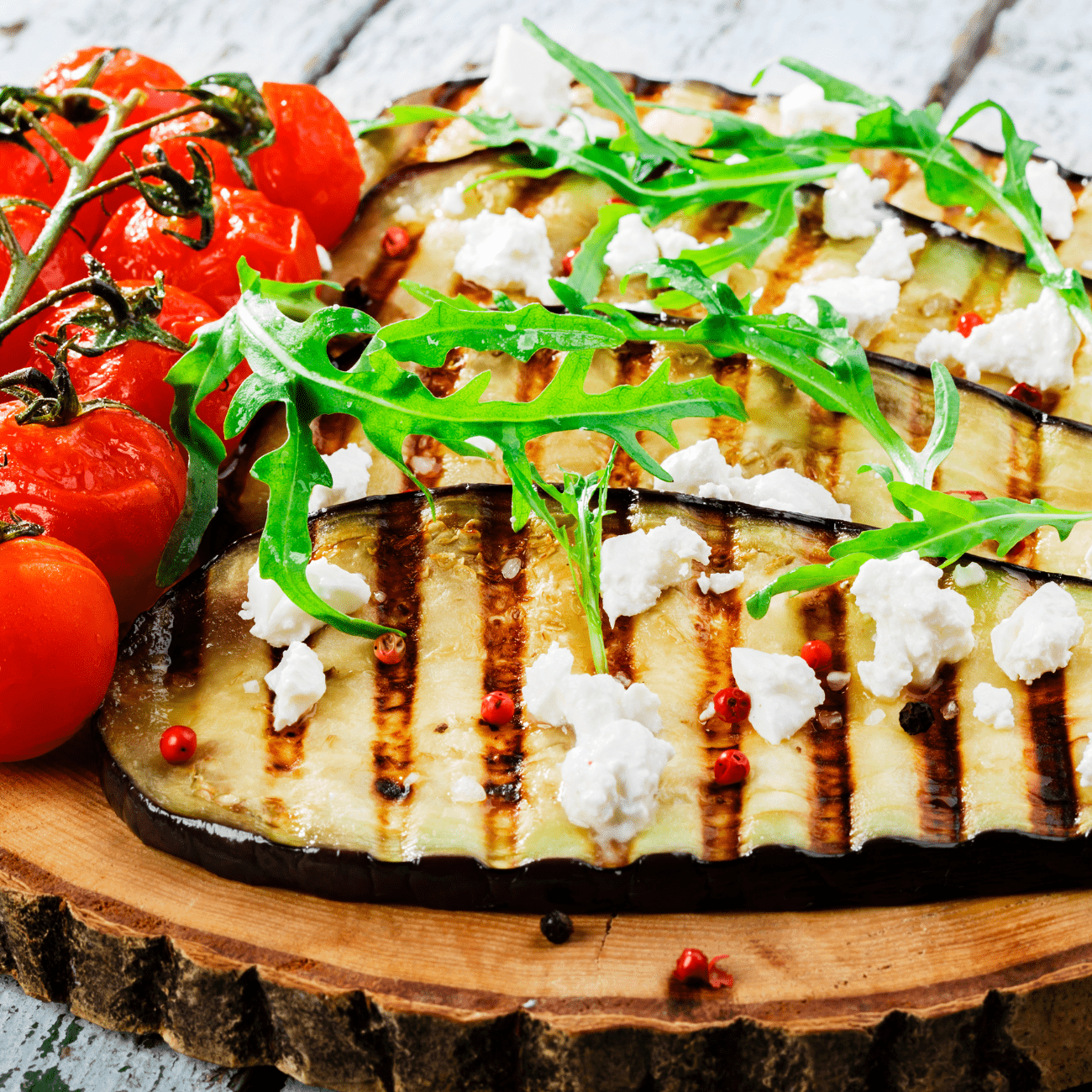 Grilled Aubergine with Feta Cheese.